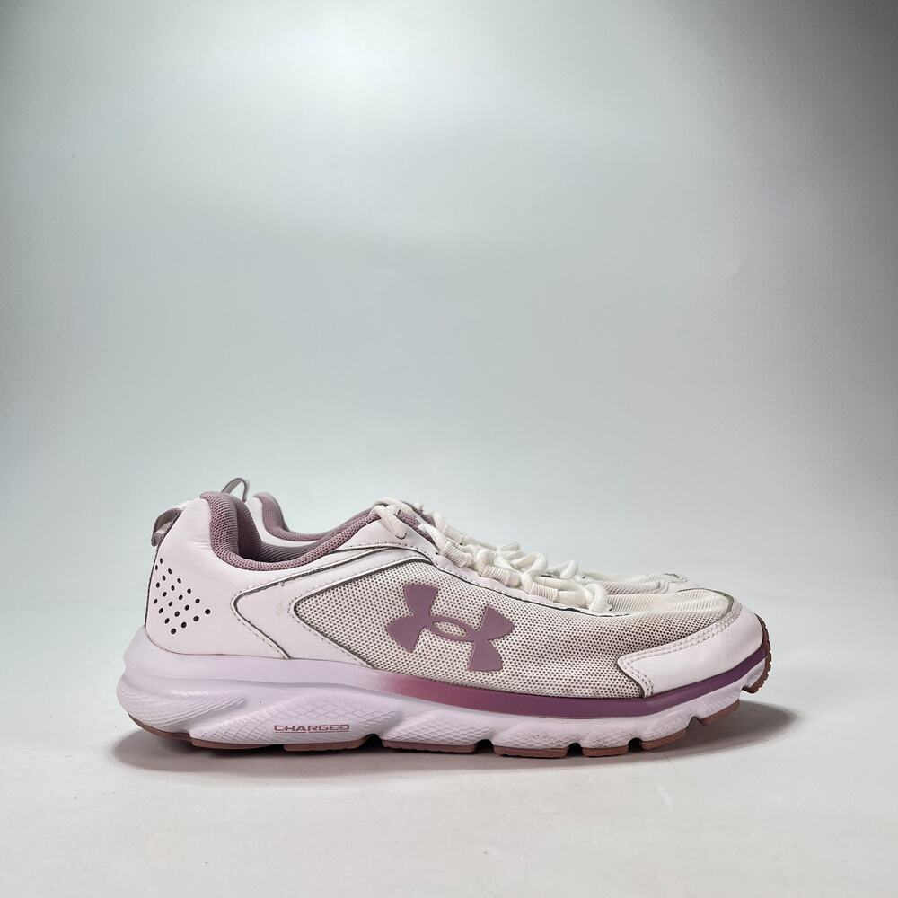 Under Armour Charged Assert 9 White Mauve Running Shoes 3024591-113 Women's Sz 8